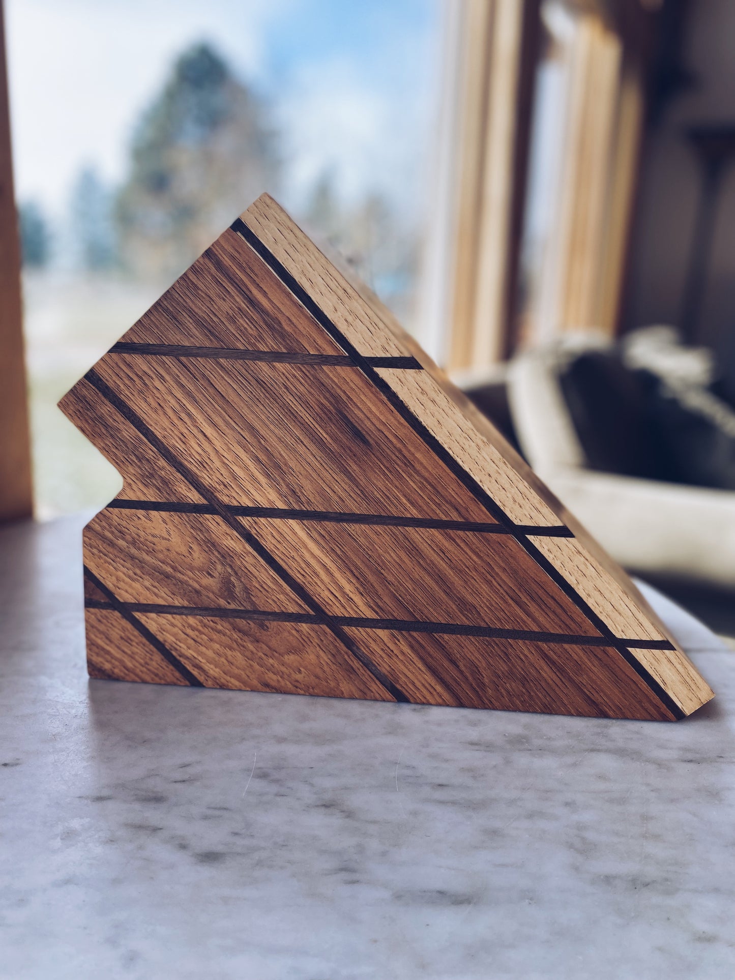 Knife Block in Hickory and Walnut Plaid